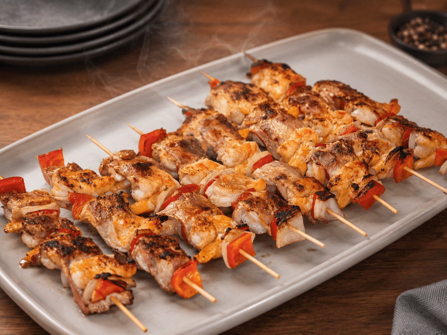 Brocheta de Camarón con Tocino